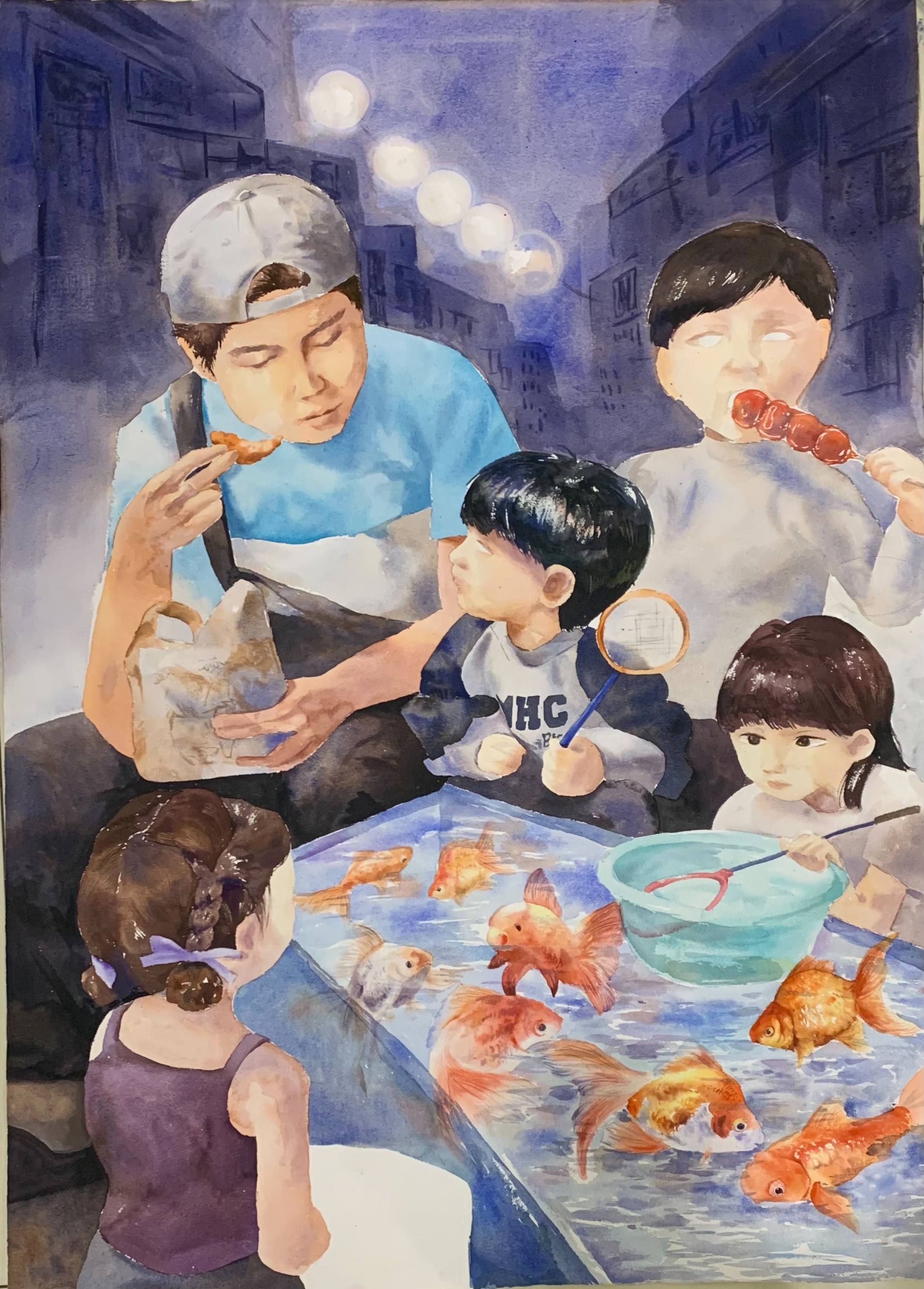 2619林雅靖《撈金魚》114全國學生美展初賽西畫類佳作
